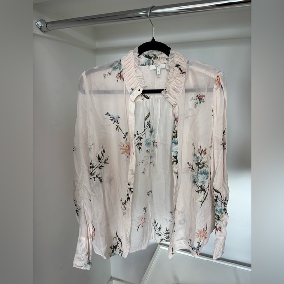 Joie Tops - JOIE Elzie 100% Silk Button-Up Blouse In Floral Print